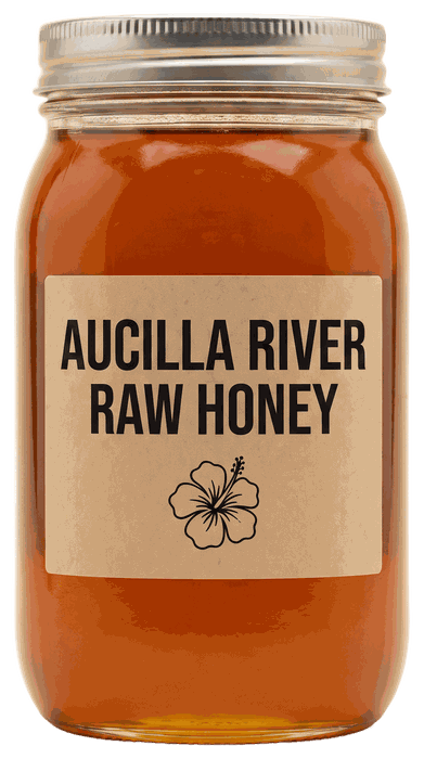 Glass quart jar of Aucilla River Raw Honey, 2 pounds 11 ounces